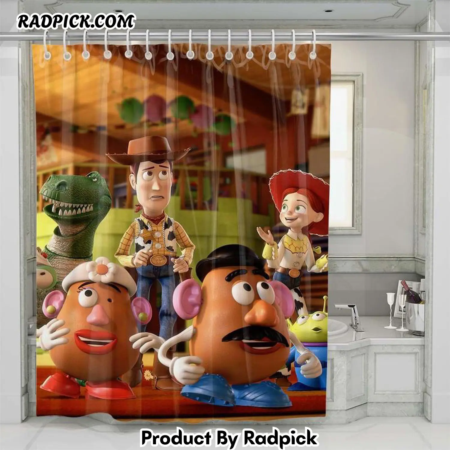 Toy story character shower curtain set bathroom set for bathroom decor best gift for friends rp38756